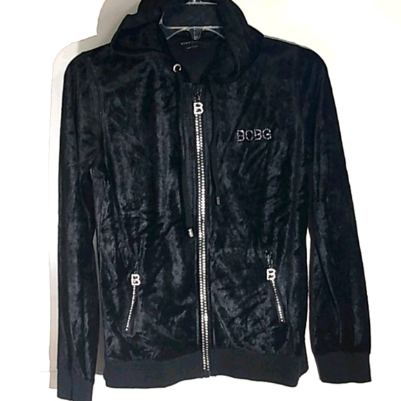 BCBG MAXAZRIA BLACK RHINESTONE HOODIE SIZE SMALL - Picture 1 of 9